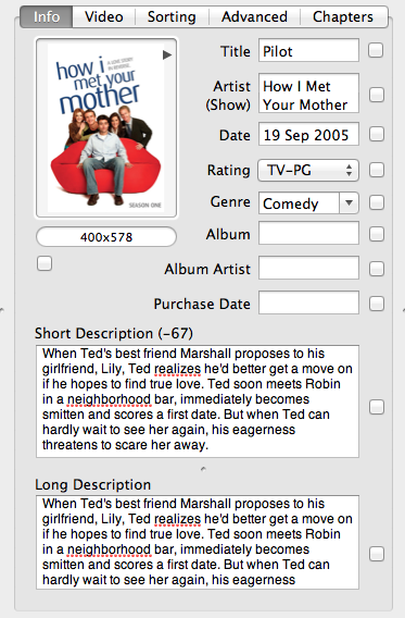 The main section of MetaZ with the form filled in with data about an episode of How I Met Your Mother.