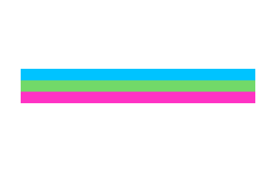 A rectangle with three horizontal stripes, one blue, one green, and one pink.